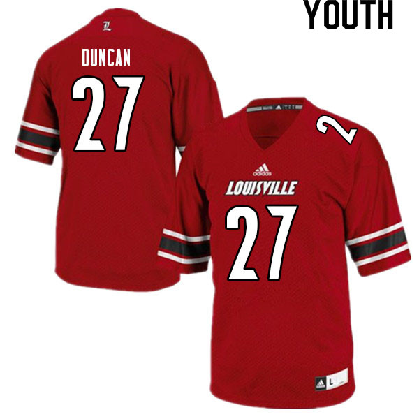 Youth #27 Kenderick Duncan Louisville Cardinals College Football Jerseys Sale-Red - Click Image to Close